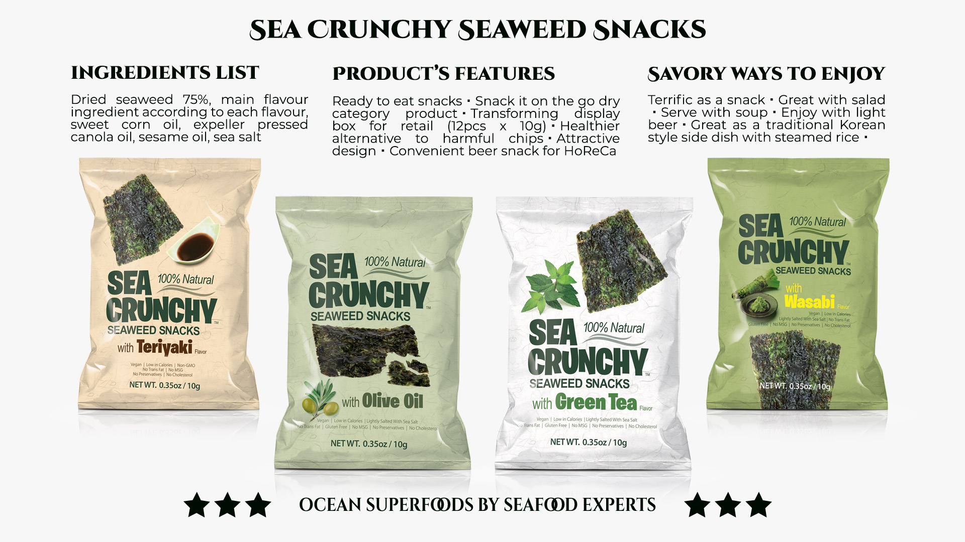 SEA CRUNCHY Seaweed Snacks are presented by Seaweed Market Company
