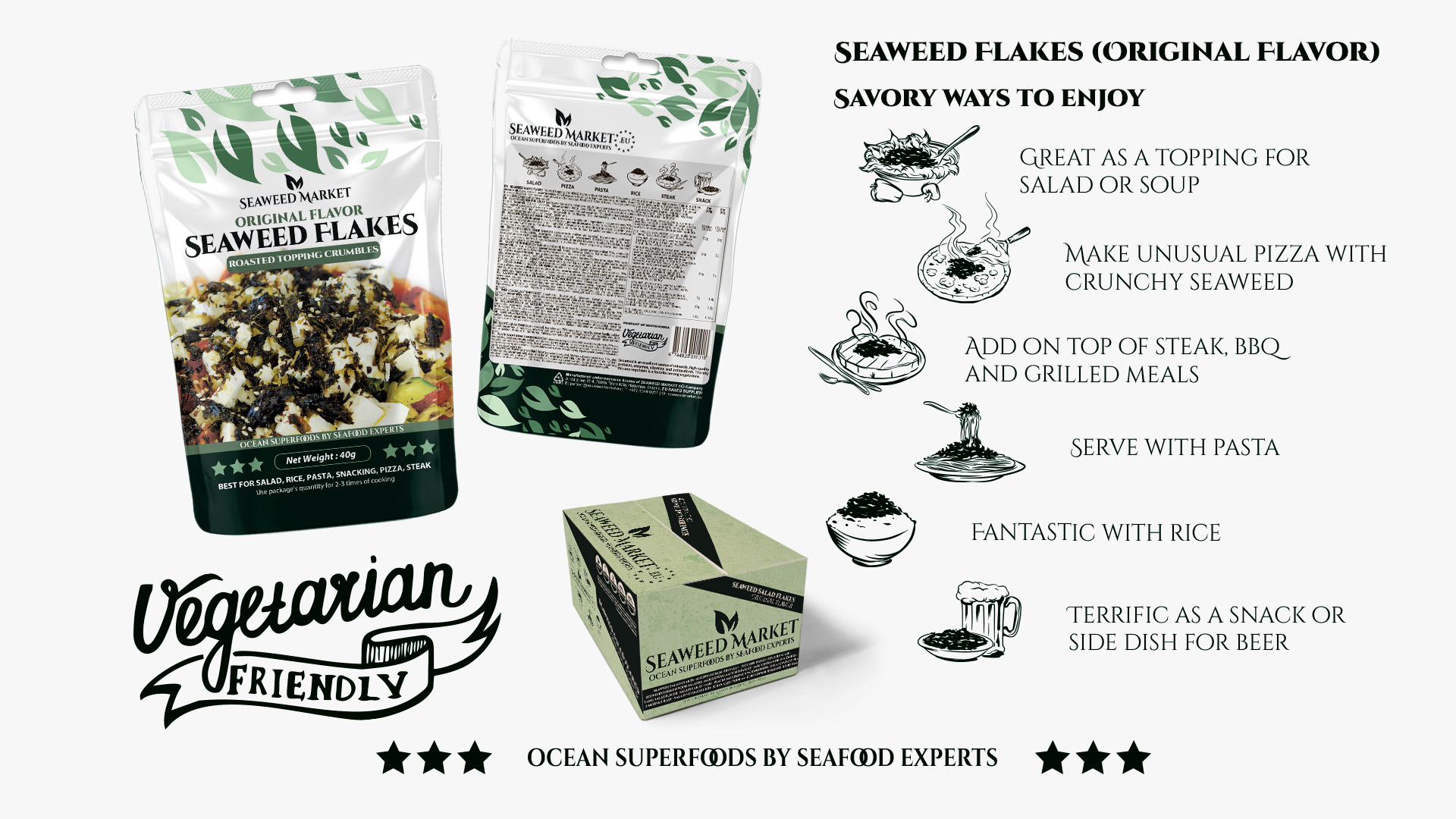 Seaweed flakes topping crumbles by Seaweed Market Company